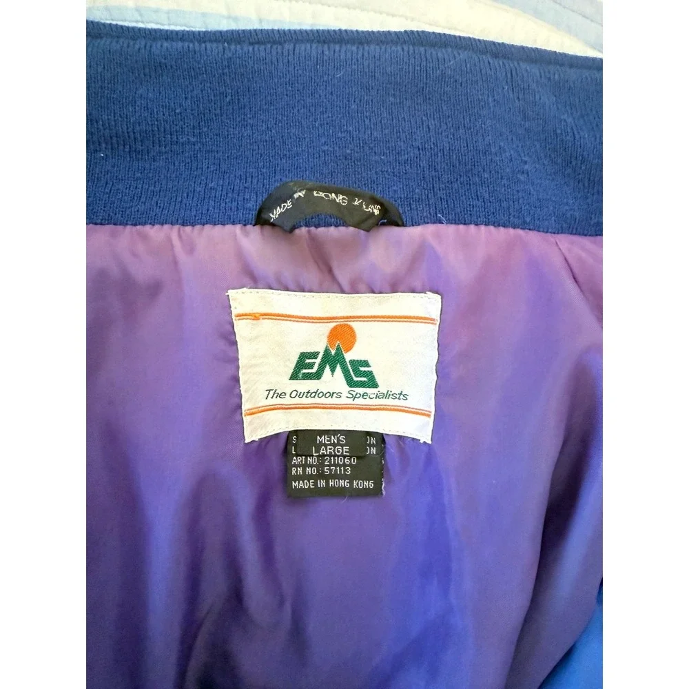 Eastern Mountain Sports EMS Jacket Mens Large Blue Full Zip Mock‎ Neck Pockets